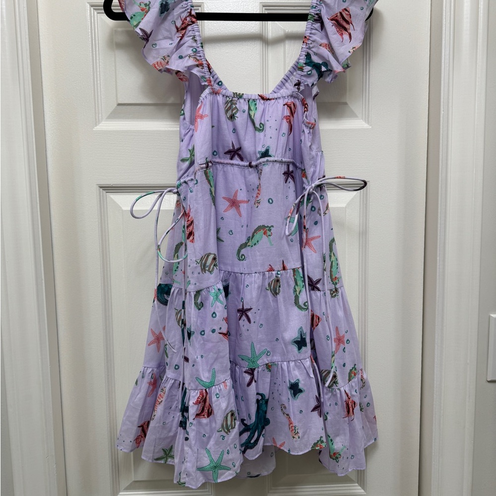 NWT Hill House Lucia Sea Creatures Dress in Lavender and Coral - Picture 4 of 5